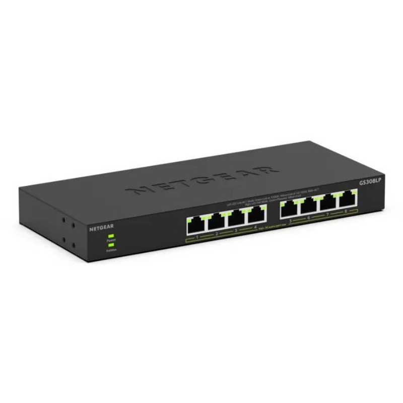 Netgear gs308lp non gestito gigabit ethernet (10/100/1000) supporto power over ethernet (poe) desktop nero
