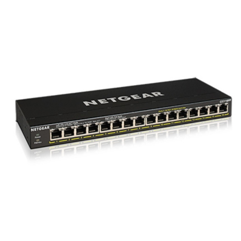 Netgear gs316pp non gestito gigabit ethernet (10/100/1000) supporto power over ethernet (poe) nero