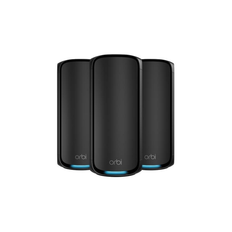 Netgear orbi 970 series quad-band wifi 7, 3-pack quad-band (2.4 ghz / 5 ghz-1 / 5 ghz-2 / 6 ghz) wi-fi 6 (802.11ax) nero interno