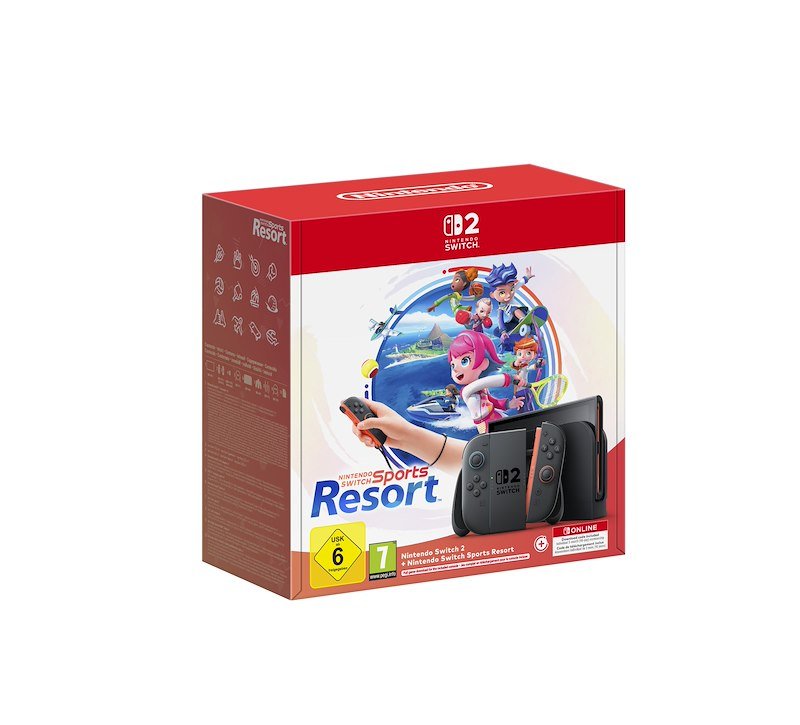 NINTENDO Switch 2 + Sports Resort, nero rosso e blu