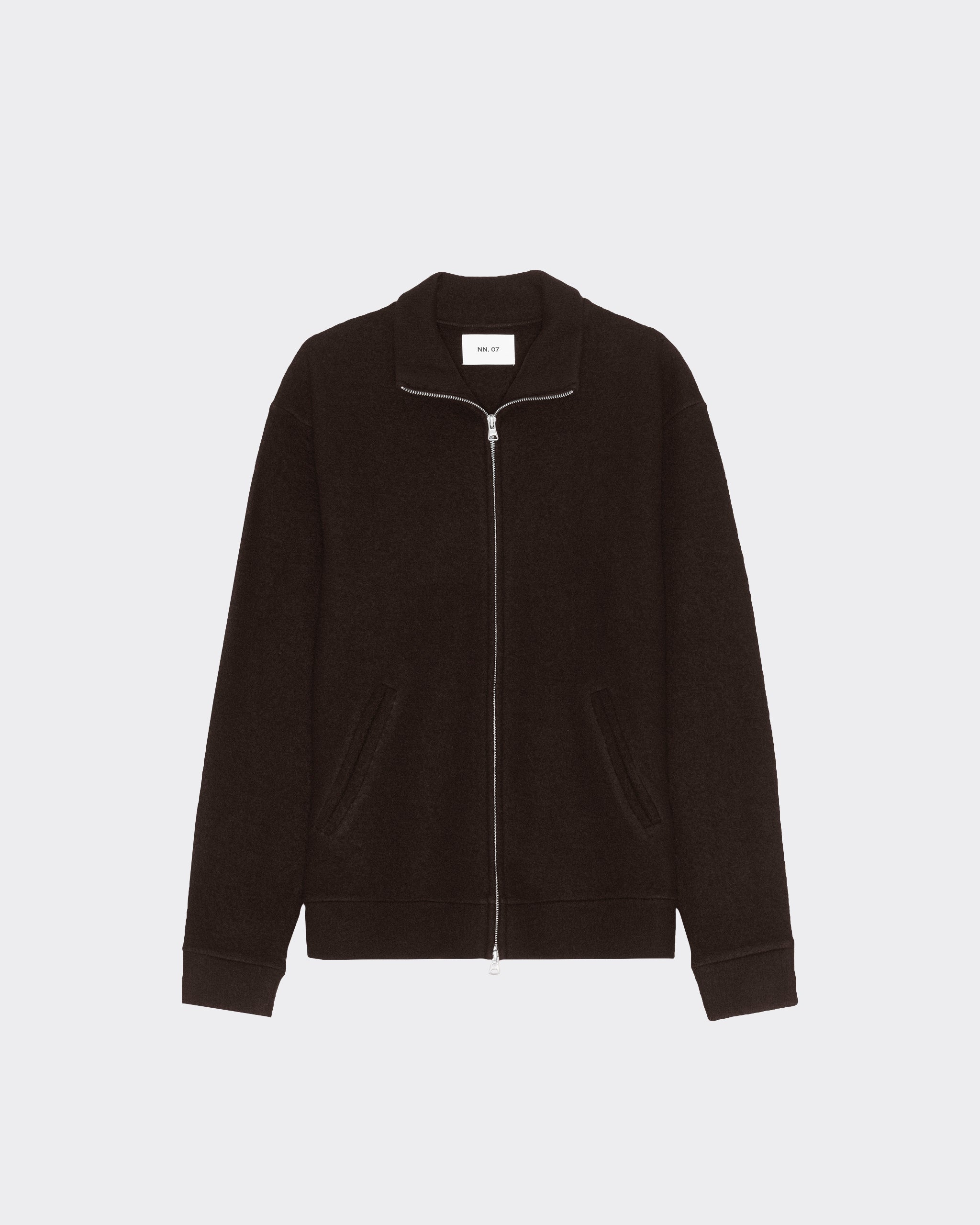 NN07 Felpa Boiled Merino Full Zip Deep Truffle