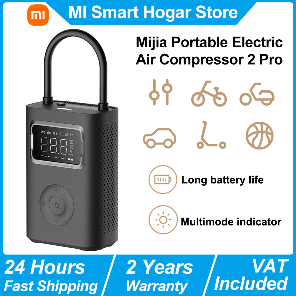 Nuovo Compressore d'Aria Elettrico Portatile Xiaomi Mijia 2 Pro, Gonfiatore Elettrico Multifunzione, Pompa d'Aria con Rilevamento Automatico della Pressione