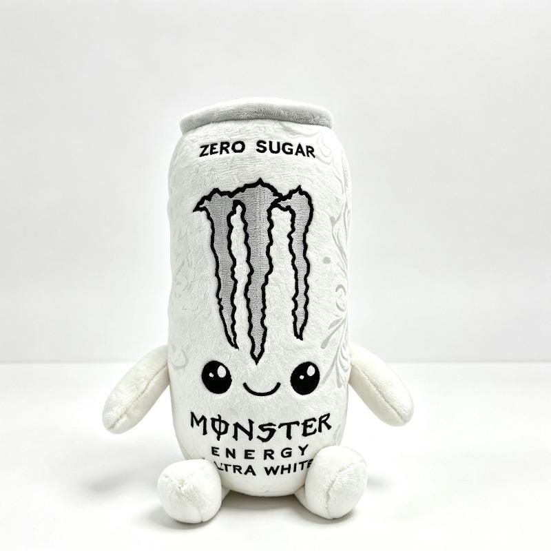 Nuovo Peluche Carino Zero Zuccheri Monster Energy Drink Carino Peluche a Forma di Lattina di Bevanda Energetica Multicolore Morbido Figure Arredamento Casa Regalo da Collezione 22cm bianco