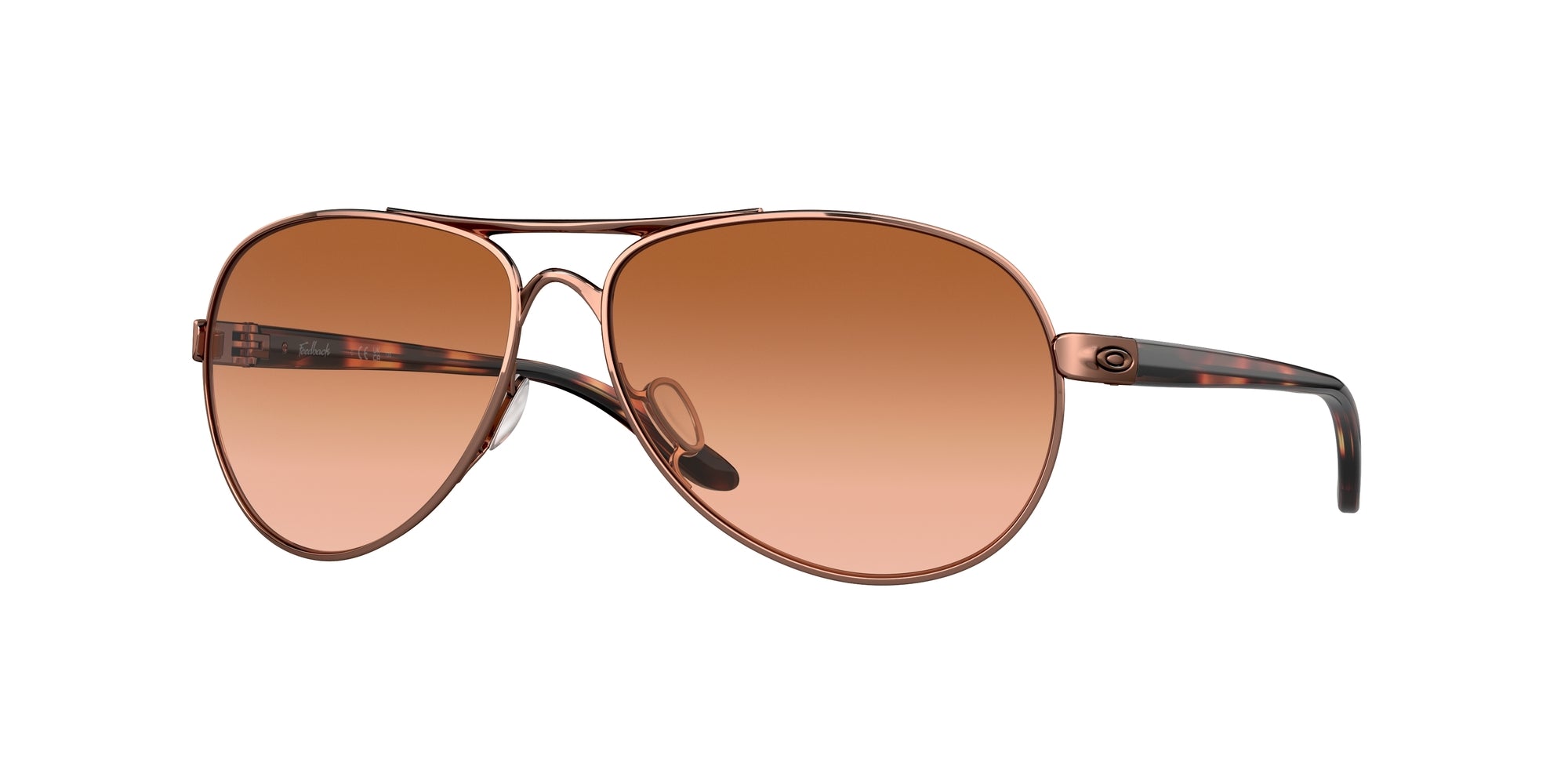 Oakley Donna Oakley OO4079 FEEDBACK 407901 Occhiali da sole Metallo Oro Marrone Rotonda Normale Sfumata