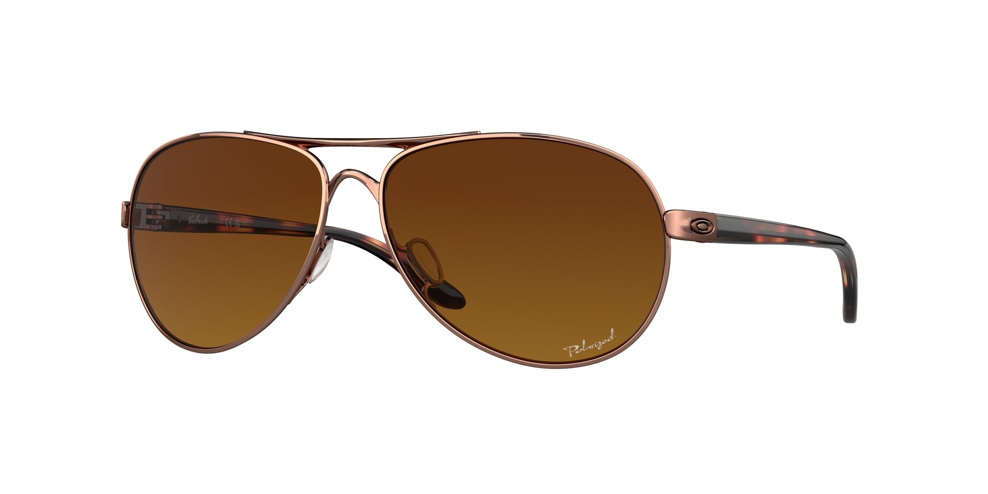 Oakley Donna Oakley OO4079 FEEDBACK 407914 Occhiali da sole Metallo Oro Marrone Rotonda Polarizzata Sfumata