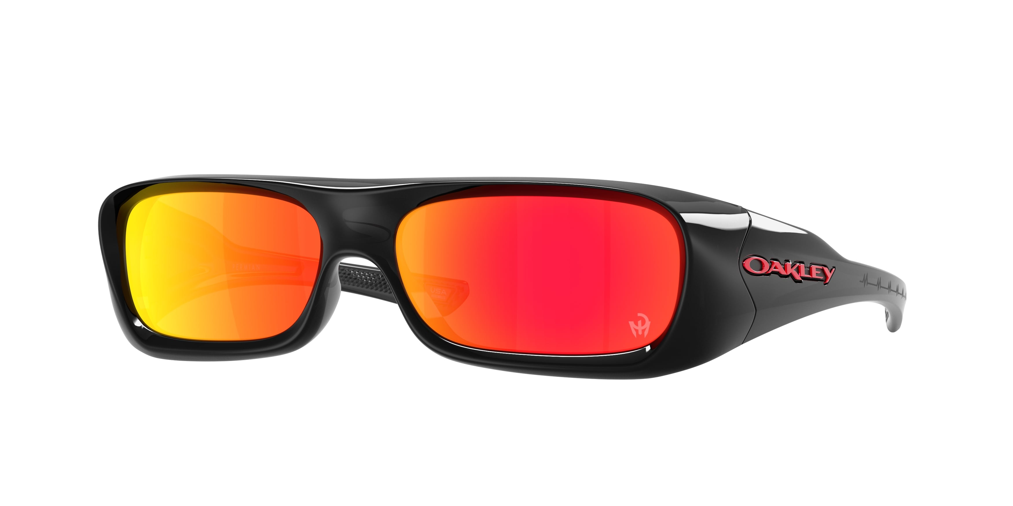 Oakley Unisex Oakley OO9520 PERMIAN 952011 Occhiali da sole O_Matter Nero Rosso Squadrata Normale