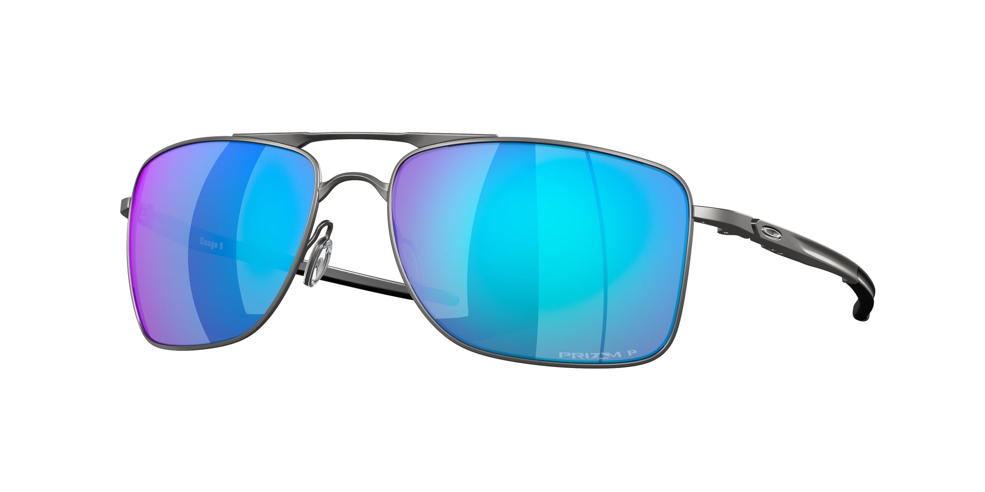 Oakley Uomo Oakley OO4124 GAUGE 8 412406 Occhiali da sole Metallo Grigio Blu Squadrata Polarizzata Prizm Iridium