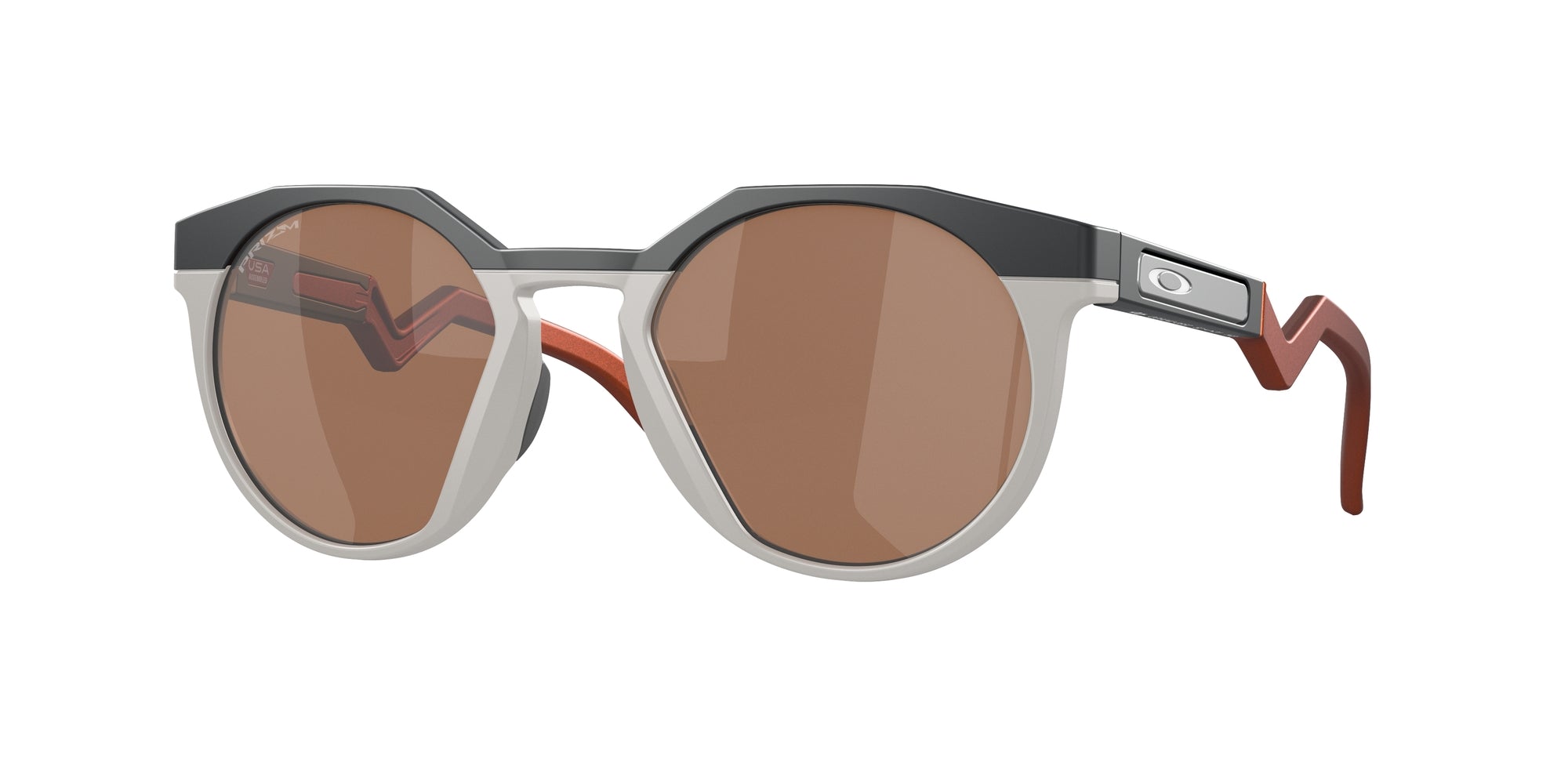 Oakley Uomo Oakley OO9242 HSTN 924206 Occhiali da sole O_Matter Grigio Marrone Rotonda Normale Prizm