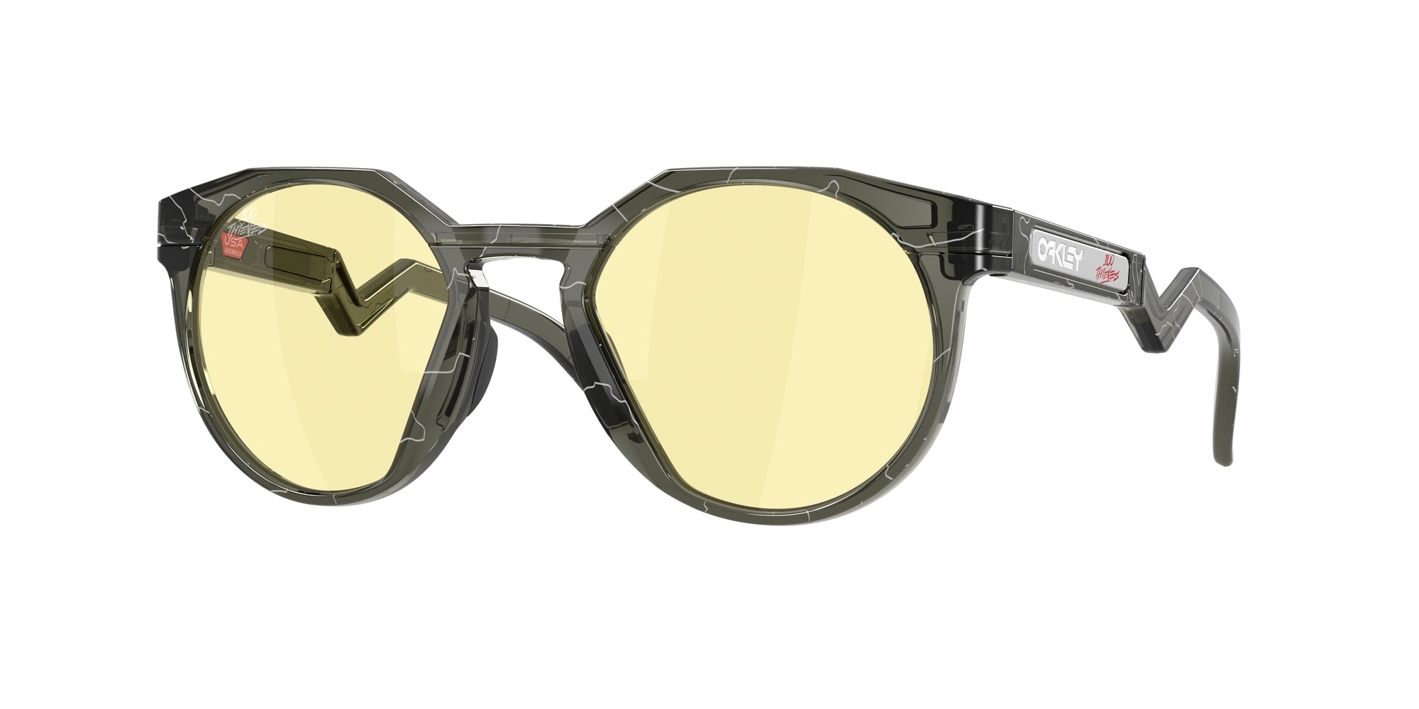 Oakley Uomo Oakley OO9242 HSTN 924219 Occhiali da sole O_Matter Grigio Giallo Rotonda Normale