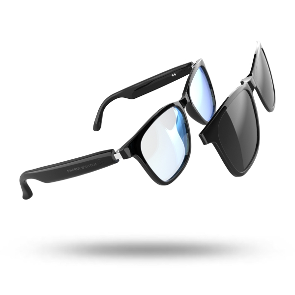 Occhiali Energy Sistem RayFlex Music Bluetooth - Lenti anti-luce blu + lenti magnetiche polarizzate con protezione UV400 - Riproduzione musicale - Microfono e assistente vocale - IPX5 - Controllo touch - Nero