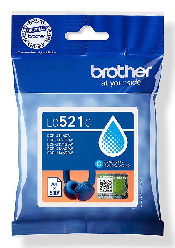 ORIGINALE Brother Cartuccia d'inchiostro ciano LC521C LC-521C 500 pagine ORIGINALE Brother Cartuccia d'inchiostro ciano LC521C LC-521C 500 pagine