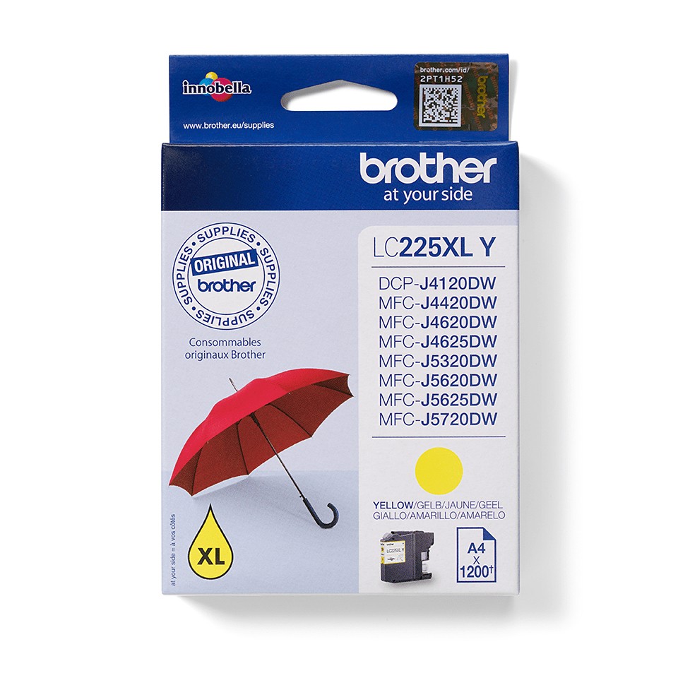 ORIGINALE Brother Cartuccia d'inchiostro giallo LC225XLY LC-225XL 1200 pagine 118ml ORIGINALE Brother Cartuccia d'inchiostro giallo LC225XLY LC-225XL 1200 pagine 118ml