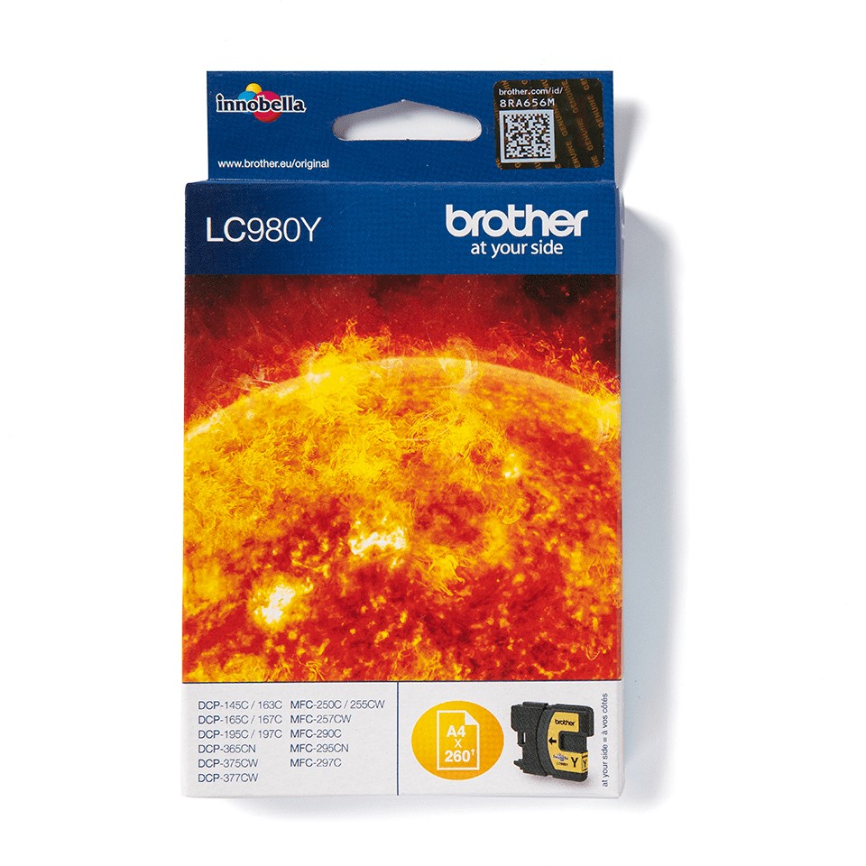 ORIGINALE Brother Cartuccia d'inchiostro giallo LC980Y LC-980 260 pagine ORIGINALE Brother Cartuccia d'inchiostro giallo LC980Y LC-980 260 pagine
