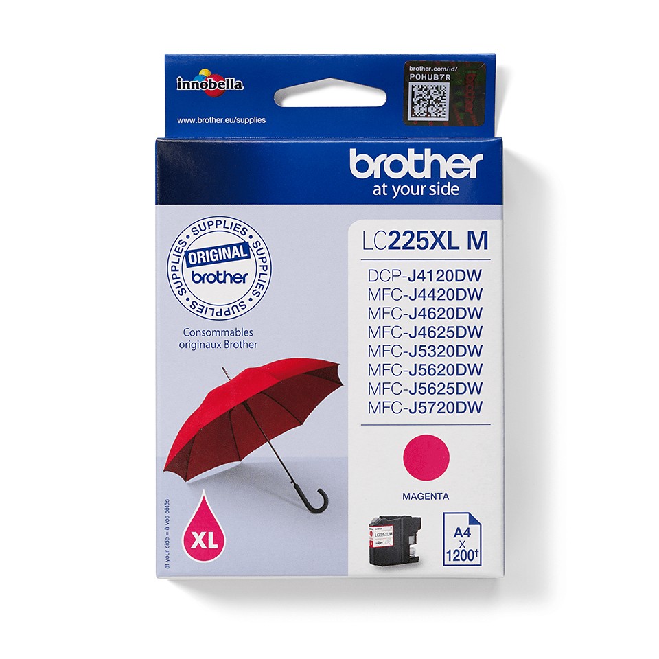 ORIGINALE Brother Cartuccia d'inchiostro magenta LC225XLM LC-225XL 1200 pagine 118ml