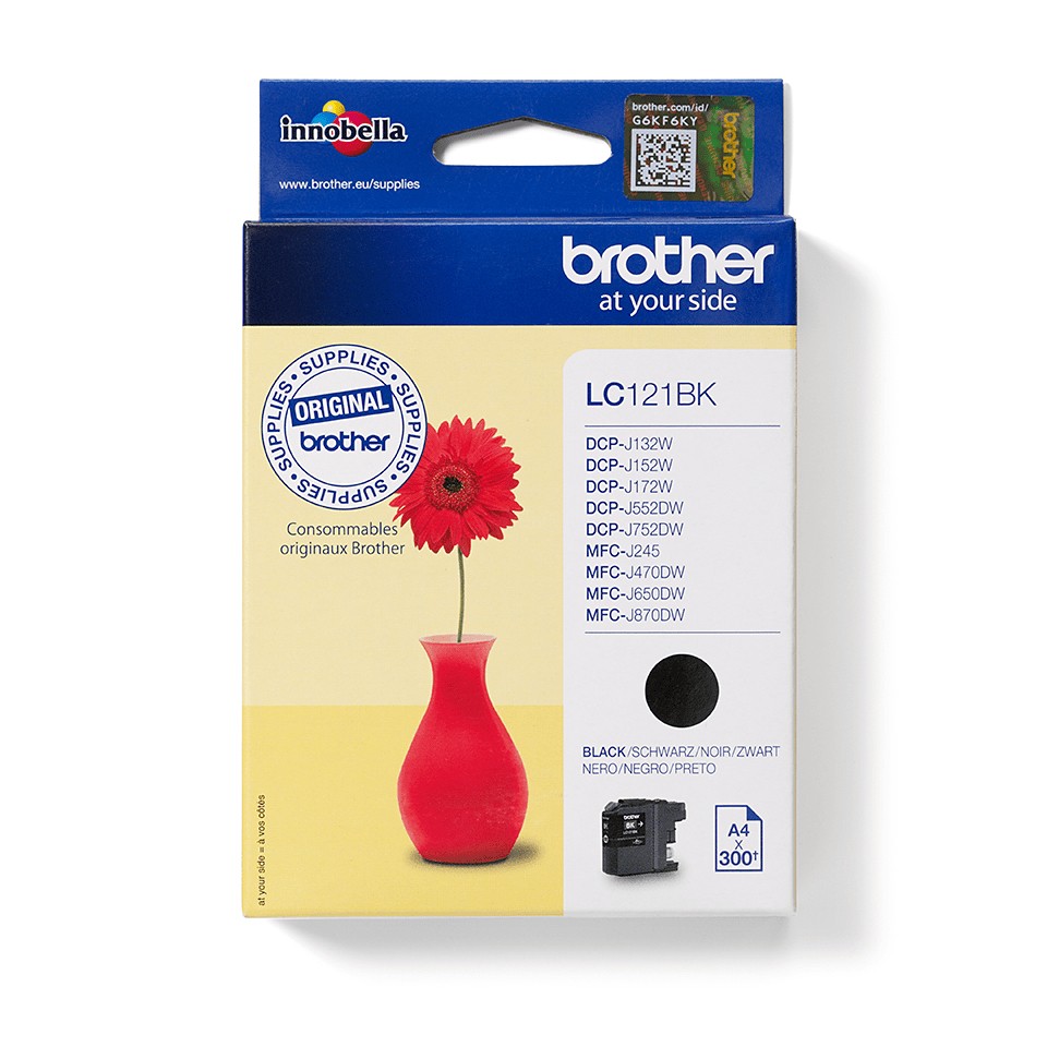 ORIGINALE Brother Cartuccia d'inchiostro nero LC121BK LC-121 300 pagine 71ml ORIGINALE Brother Cartuccia d'inchiostro nero LC121BK LC-121 300 pagine 71ml