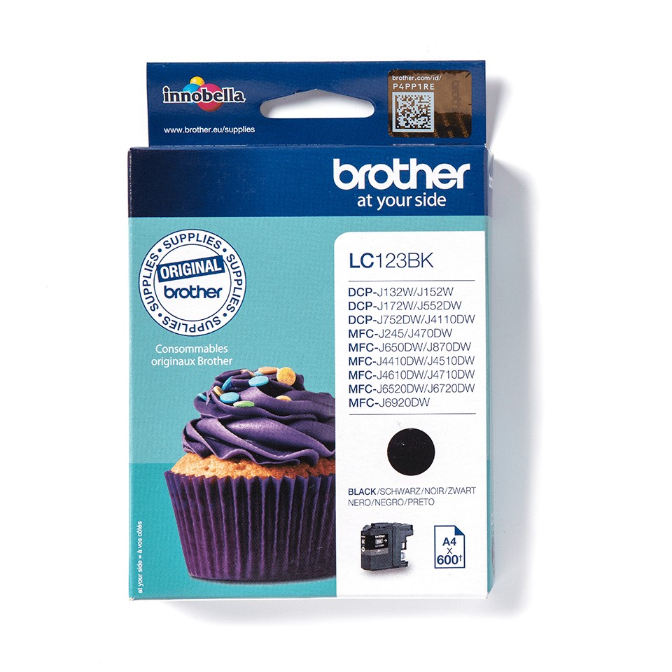 ORIGINALE Brother Cartuccia d'inchiostro nero LC123BK LC-123 600 pagine ORIGINALE Brother Cartuccia d'inchiostro nero LC123BK LC-123 600 pagine