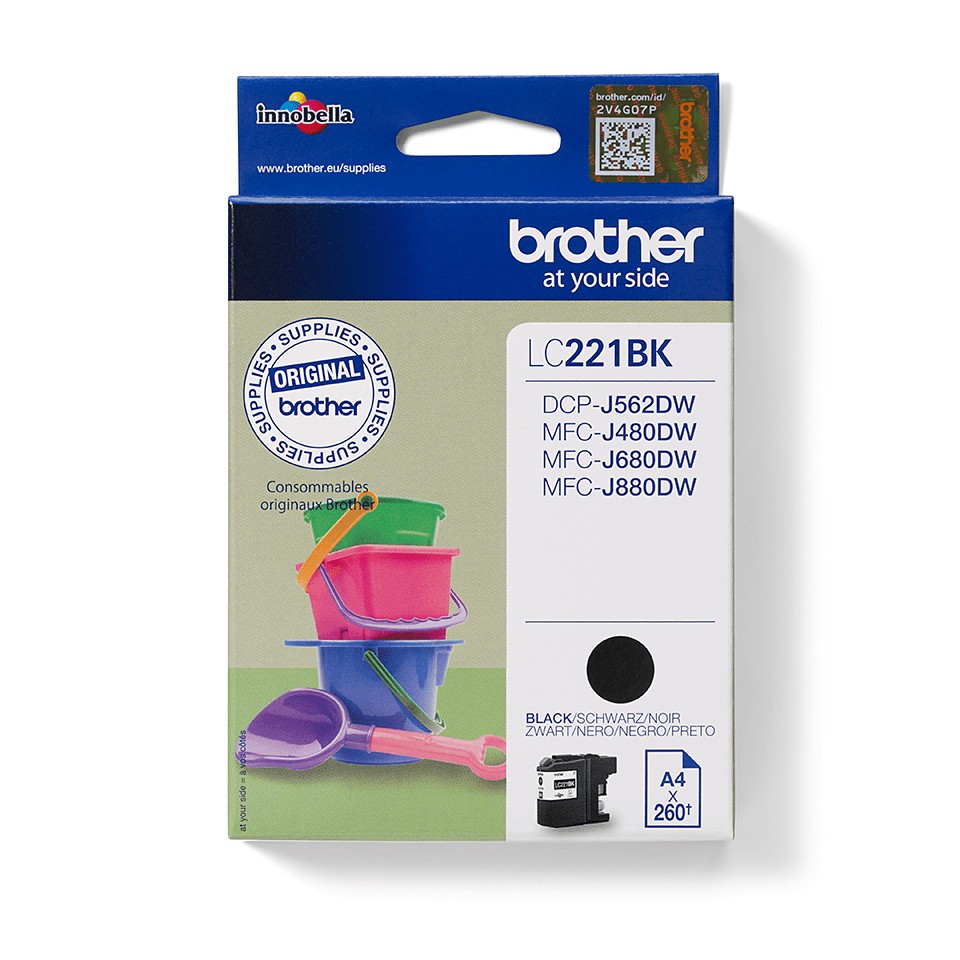 ORIGINALE Brother Cartuccia d'inchiostro nero LC221BK LC-221 260 pagine 71ml ORIGINALE Brother Cartuccia d'inchiostro nero LC221BK LC-221 260 pagine 71ml