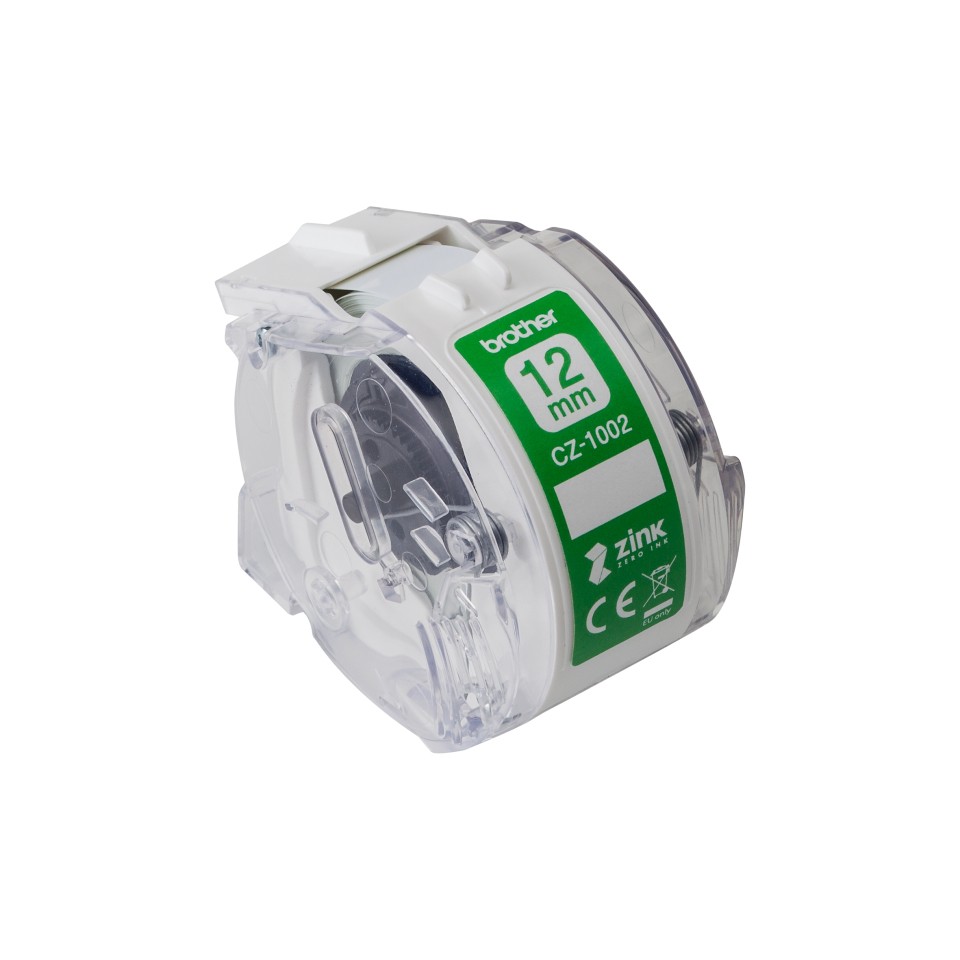 ORIGINALE Brother Etichette Bianco su verde CZ-1002 12 mm Rotolo di etichette colorate 12 mm x 5 m autoadesive
