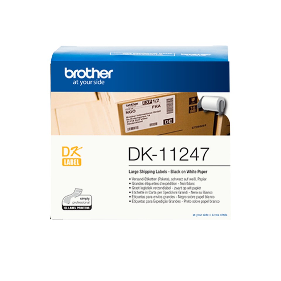 ORIGINALE Brother Etichette Nero su bianco DK-11247 Etichette 103 x 164mm bianche 180 pezzi/rotolo