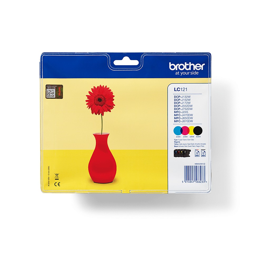 ORIGINALE Brother Multipack nero / ciano / magenta / giallo LC-121 LC121VALBPDR 300 pagine 4 cartucce di inchiostro LC121: BK+C+M+Y ORIGINALE Brother Multipack nero / ciano / magenta / giallo LC-121 LC121VALBPDR 300 pagine 4 cartucce di inchiostro LC121: BK+C+M+Y