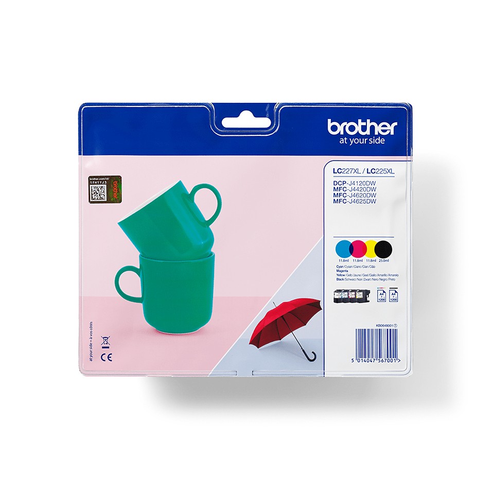 ORIGINALE Brother Multipack nero / ciano / magenta / giallo LC-227XL+LC-225XL LC227XLVALBPDR 1x LC227XLBK + 1x LC225XLC+ 1x LC225XLM+ 1x LC225XLY
