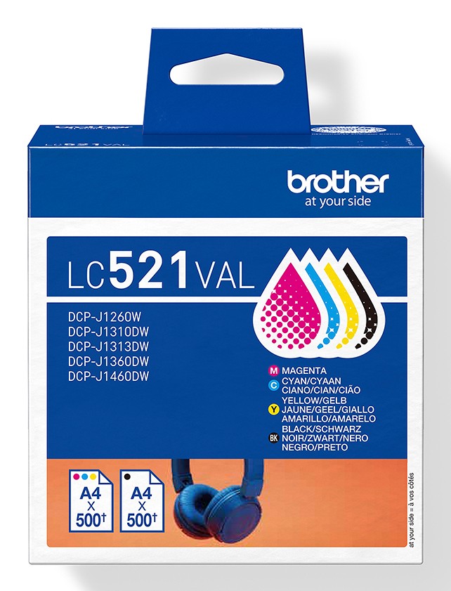 ORIGINALE Brother Multipack nero / ciano / magenta / giallo LC521VAL LC521VAL 2000 pagine ORIGINALE Brother Multipack nero / ciano / magenta / giallo LC521VAL LC521VAL 2000 pagine