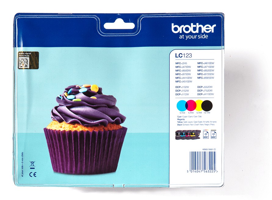 ORIGINALE Brother Multipack nero LC-123 LC123BKBP2DR 2 cartucce d'inchiostro LC123BK