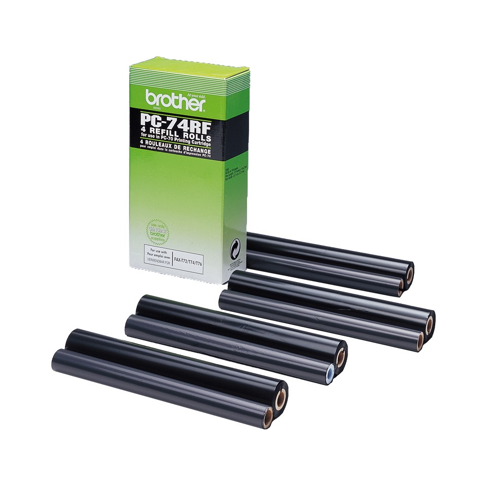 ORIGINALE Brother nastro a trasferimento termico nero PC-74RF a 4 pezzi ORIGINALE Brother nastro a trasferimento termico nero PC-74RF a 4 pezzi