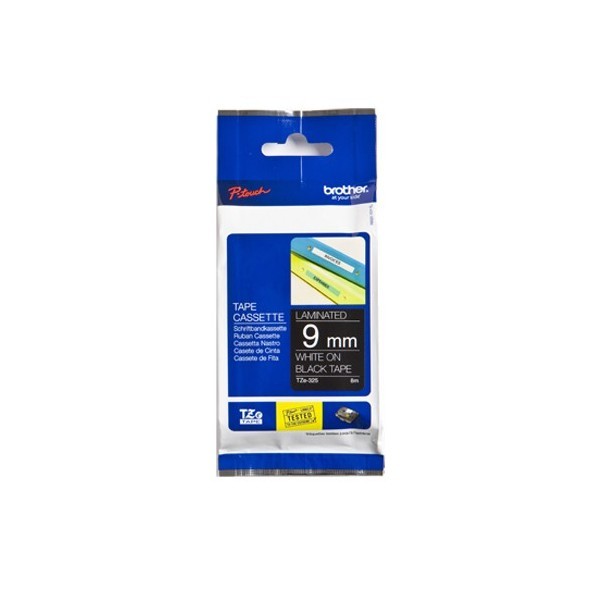 ORIGINALE Brother Nastro Bianco su nero TZe-325 TZ-325 9 mm x 8 m laminato