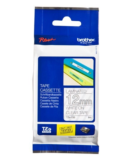 ORIGINALE Brother Nastro Bianco su trasparente TZe-135 TZ-135 12 mm x 8 m laminato