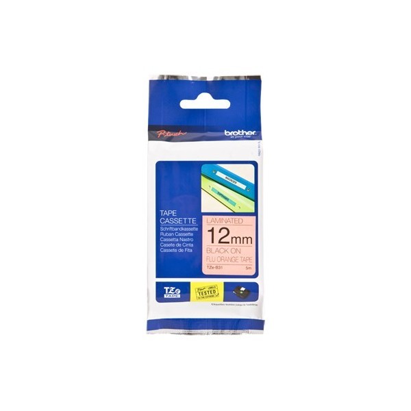 ORIGINALE Brother Nastro Nero su arancione TZe-B31 TZ-B31 12 mm x 5 m laminato