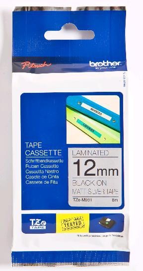 ORIGINALE Brother Nastro Nero su argento TZe-M931 TZ-M931 12 mm x 8 m laminato