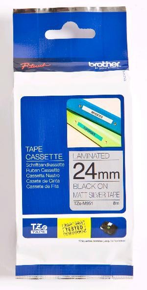 ORIGINALE Brother Nastro Nero su argento TZe-M951 TZ-M951 24 mm x 8 m laminato