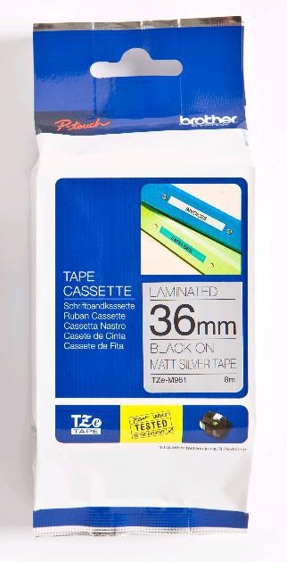 ORIGINALE Brother Nastro Nero su argento TZe-M961 TZ-M961 36 mm x 8 m laminato