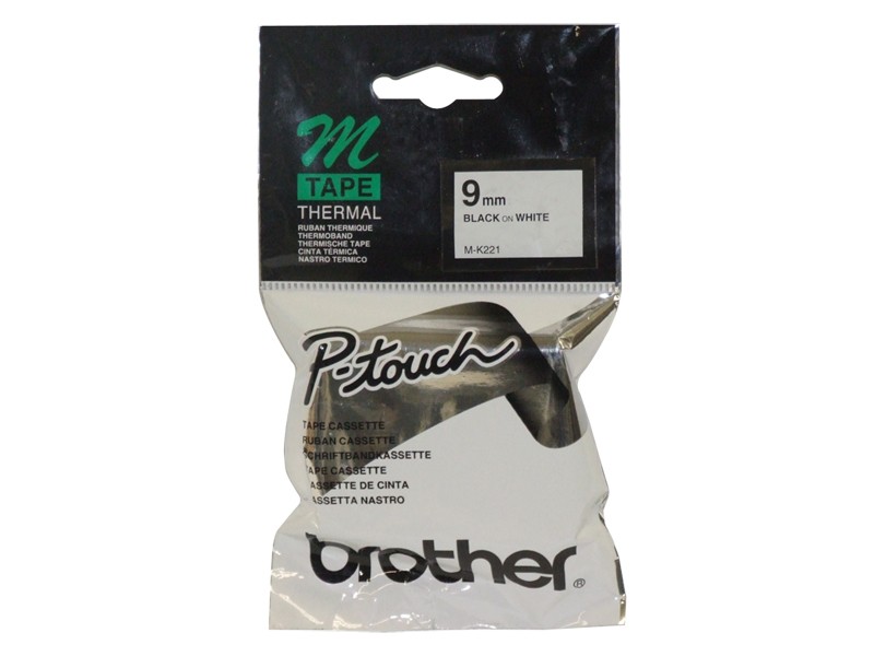 ORIGINALE Brother Nastro Nero su bianco M-K221BZ M-K221 9 mm x 8 m non laminato