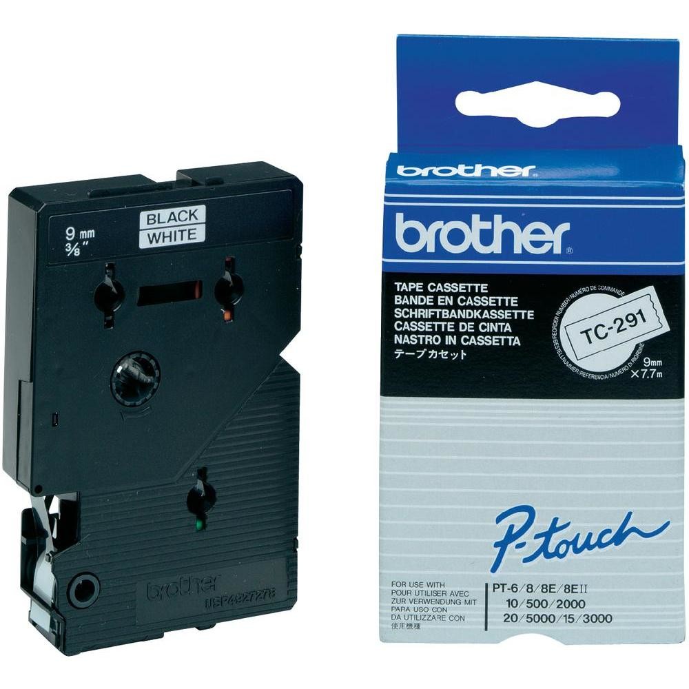 ORIGINALE Brother Nastro Nero su bianco TC-291 9 mm x 77 m laminato