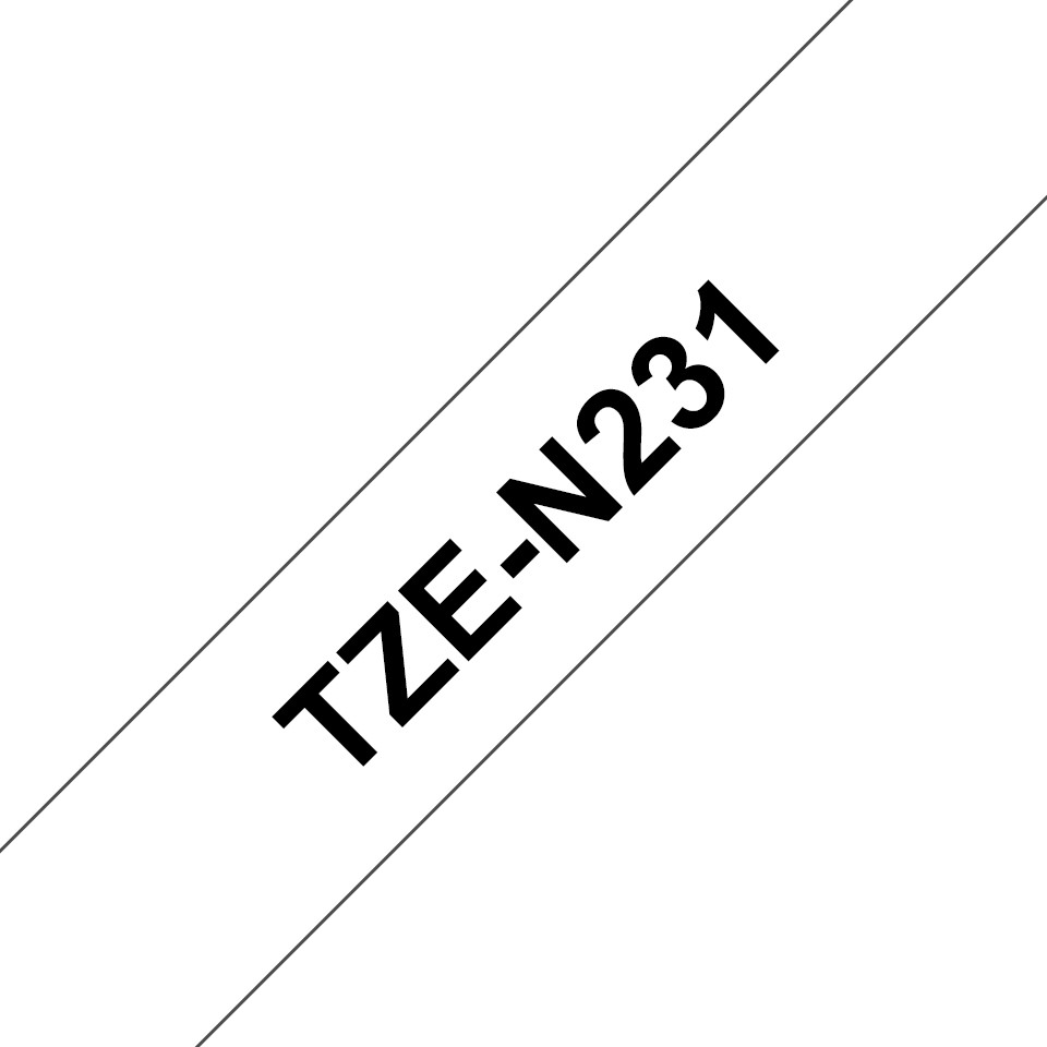 ORIGINALE Brother Nastro Nero su bianco TZe-N231 Nastro per etichettatura nero su bianco Brother TZe-N231 12 mm di larghezza