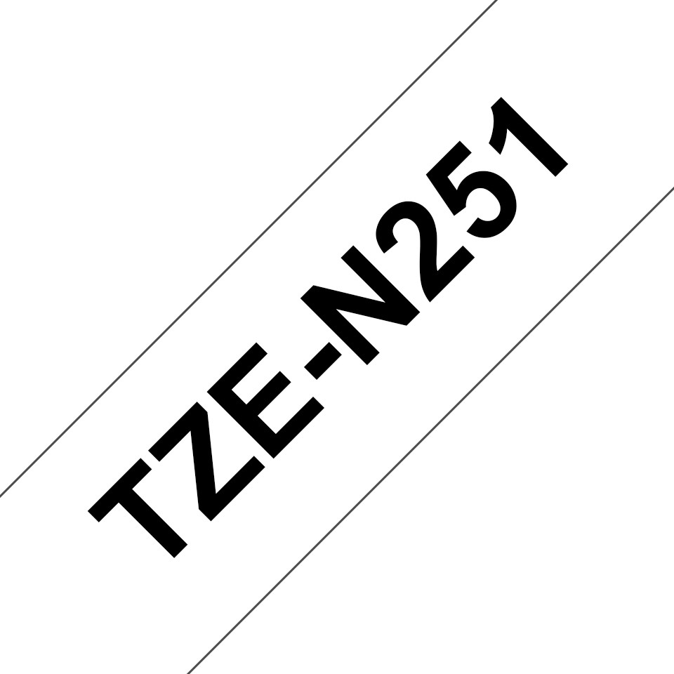 ORIGINALE Brother Nastro Nero su bianco TZe-N251 Nastro per etichettatura nero su bianco Brother TZe-N251 24 mm di larghezza