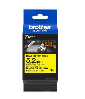 ORIGINALE Brother Nastro Nero su giallo HSe-611E ORIGINALE Brother Nastro Nero su giallo HSe-611E
