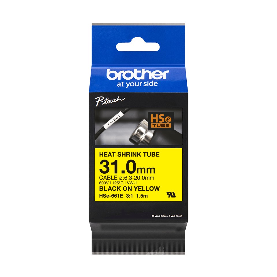 ORIGINALE Brother Nastro Nero su giallo HSe-661E ORIGINALE Brother Nastro Nero su giallo HSe-661E