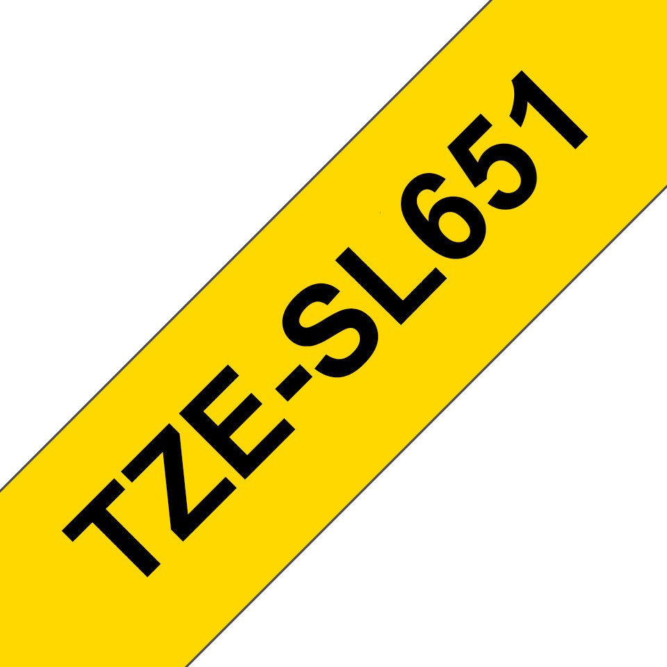 ORIGINALE Brother Nastro Nero su giallo TZe-SL651 Nastro per etichette nero su giallo con pellicola aggiuntiva laminata Brother TZe-SL651 24 mm di larghezza