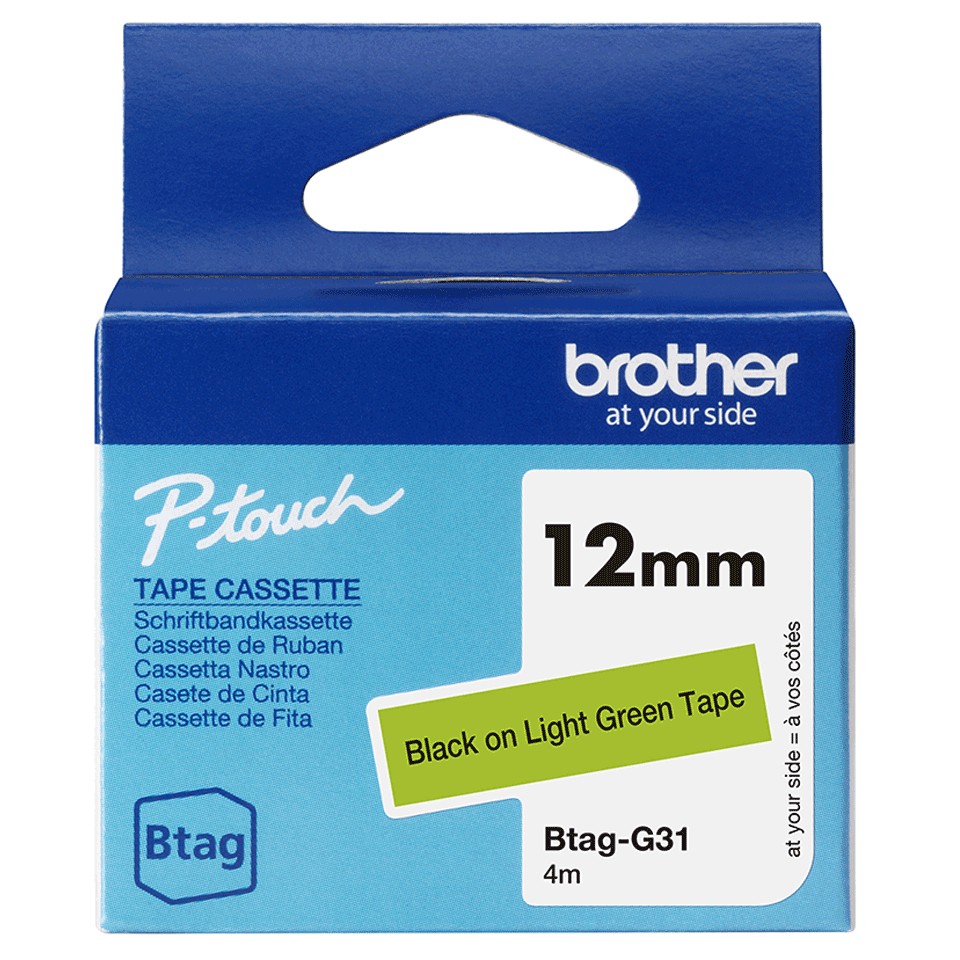 ORIGINALE Brother Nastro Nero su verde Btag-G31 Btag-G31 ORIGINALE Brother Nastro Nero su verde Btag-G31 Btag-G31