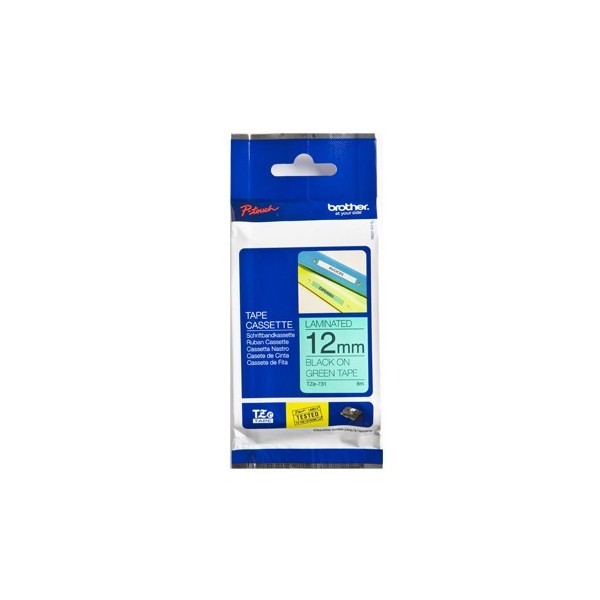 ORIGINALE Brother Nastro Nero su verde TZe-731 TZ-731 12 mm x 8 m laminato