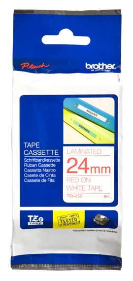 ORIGINALE Brother Nastro Rosso su bianco TZe-252 TZ-252 24 mm x 8 m laminato