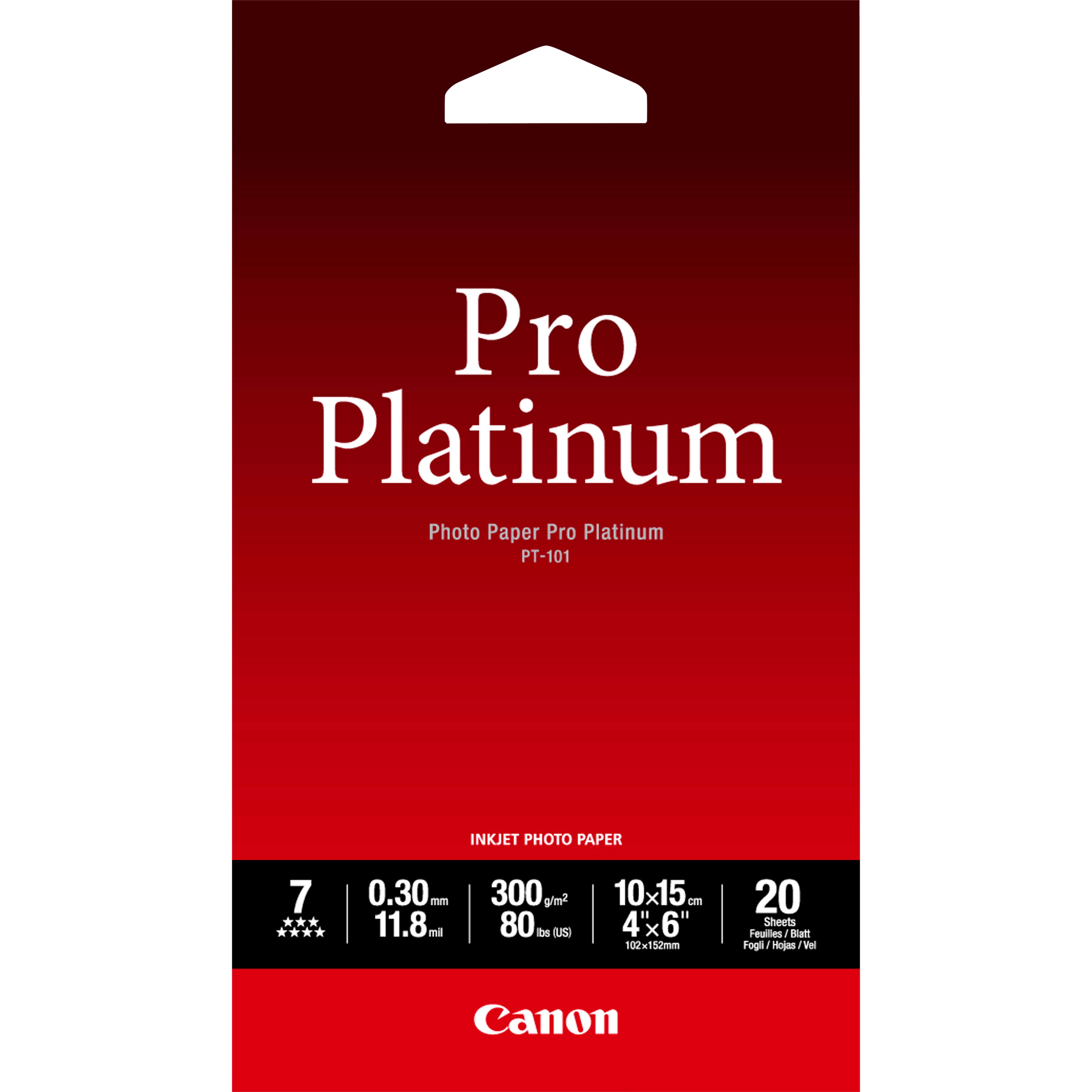 ORIGINALE Canon Carta Bianco 2768B013 PT-101 Carta fotografica 10 x 15 cm 300 g/m? 20 fogli Pro Platinum ORIGINALE Canon Carta Bianco 2768B013 PT-101 Carta fotografica 10 x 15 cm 300 g/m? 20 fogli Pro Platinum
