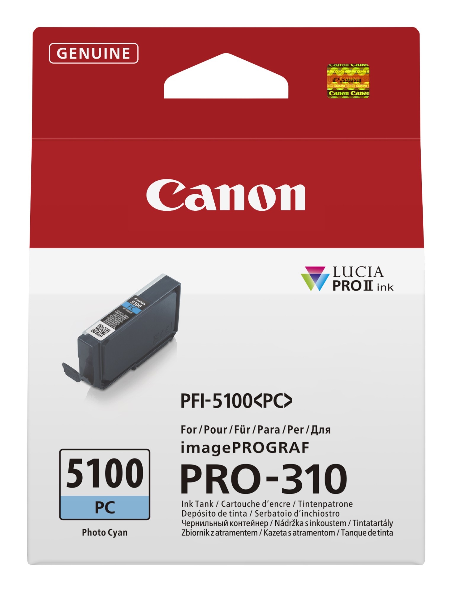 ORIGINALE Canon Cartuccia d'inchiostro cyanfoto PFI-5100pc 6956C001 14ml ORIGINALE Canon Cartuccia d'inchiostro cyanfoto PFI-5100pc 6956C001 14ml