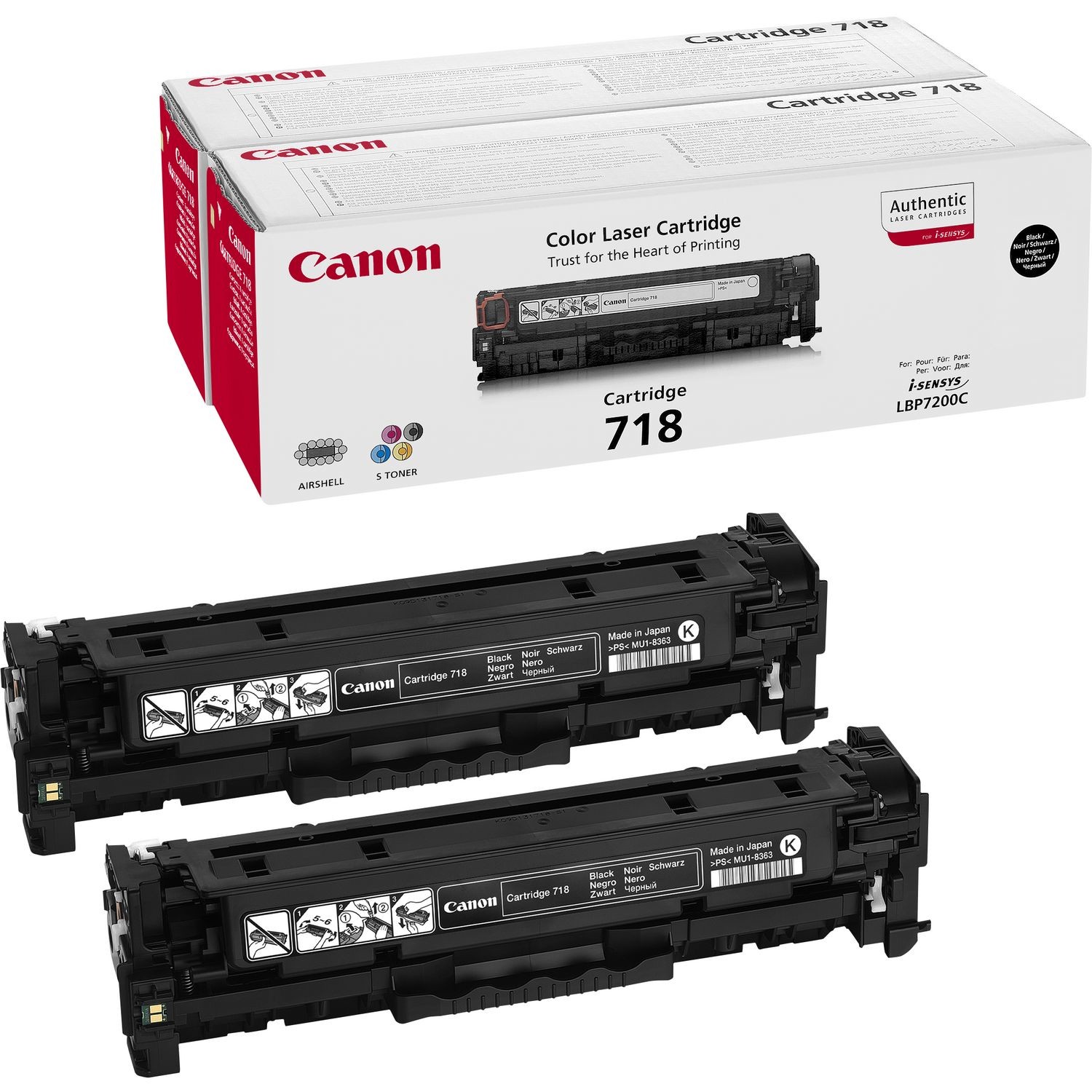 ORIGINALE Canon Multipack nero 718BK VP 2662B005 Pacco doppio ORIGINALE Canon Multipack nero 718BK VP 2662B005 Pacco doppio