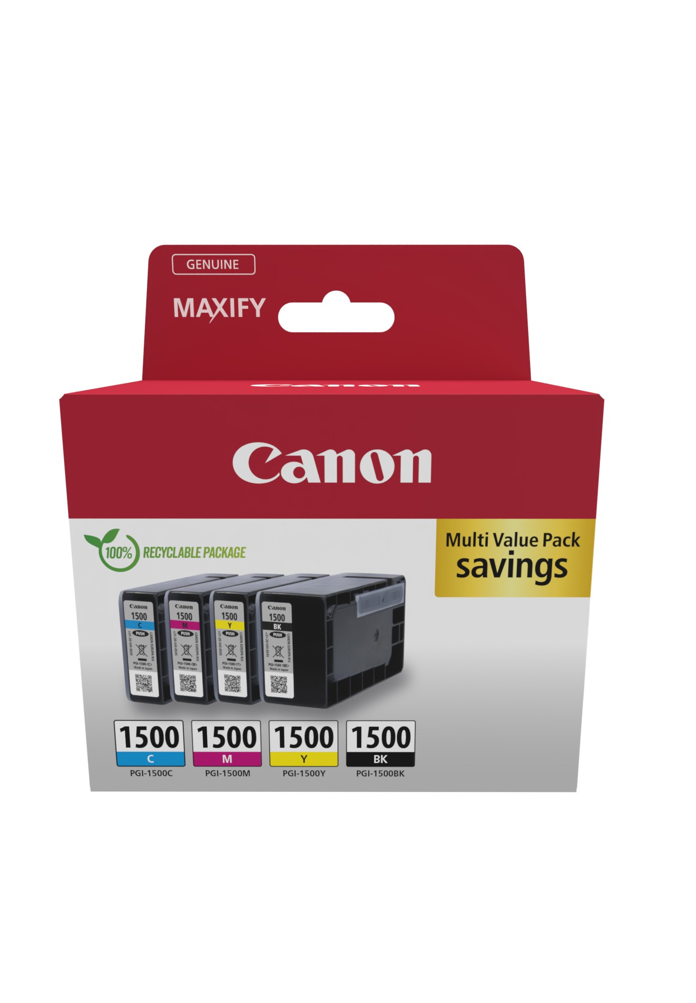 ORIGINALE Canon Multipack nero / ciano / magenta / giallo PGI-1500 9218B006 1300 pagine