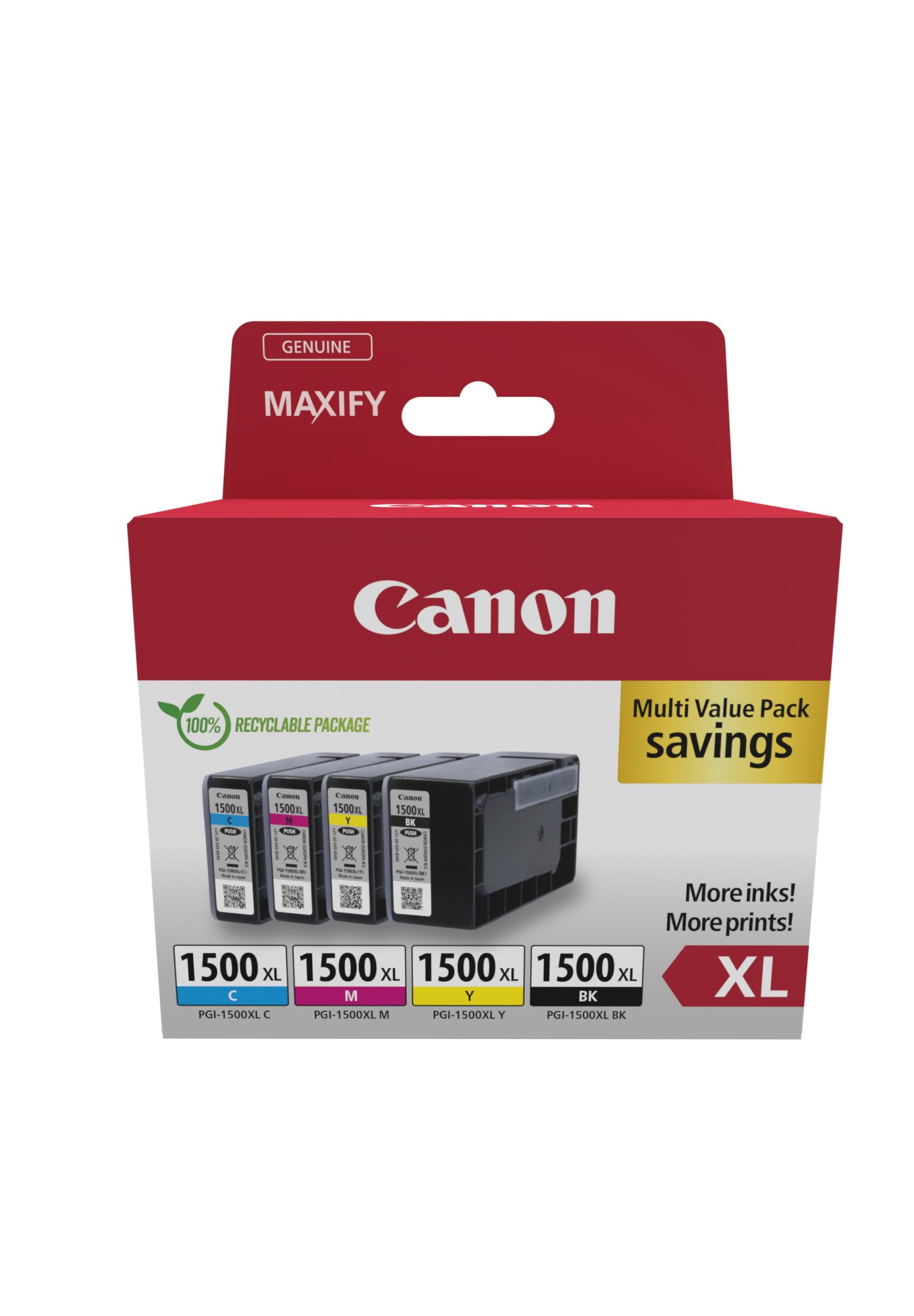 ORIGINALE Canon Multipack nero / ciano / magenta / giallo PGI-1500 XL 9182B010 3935 pagine