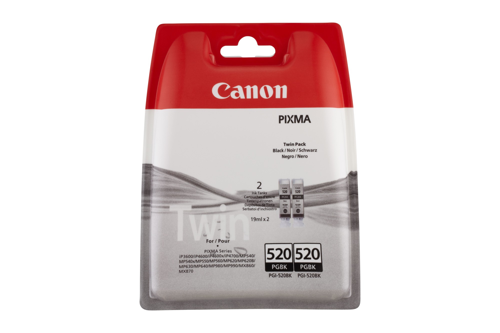 ORIGINALE Canon Multipack nero PGI-520BK Twin 2932B012 Cartuccie d?inchiostro Confezione doppia ORIGINALE Canon Multipack nero PGI-520BK Twin 2932B012 Cartuccie d?inchiostro Confezione doppia